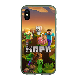 Чехол iPhone XS Max матовый Марк Minecraft, цвет: 3D-темно-зеленый