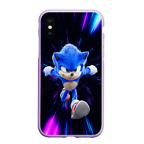 Чехол iPhone XS Max матовый Sonic running / 3D-Сиреневый – фото 1