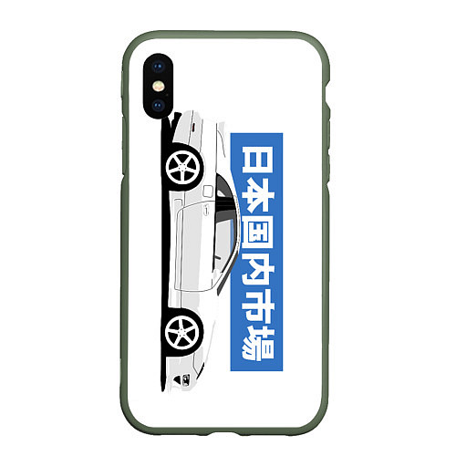 Чехол iPhone XS Max матовый Nissan 300ZX Front View JDM Retro Style / 3D-Темно-зеленый – фото 1