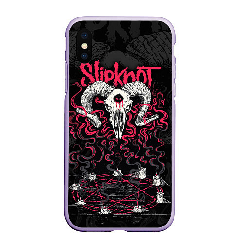 Чехол iPhone XS Max матовый Slipknot - goat skull / 3D-Светло-сиреневый – фото 1