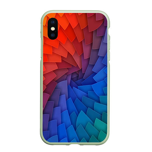 Чехол iPhone XS Max матовый Листы цветной бумаги / 3D-Салатовый – фото 1