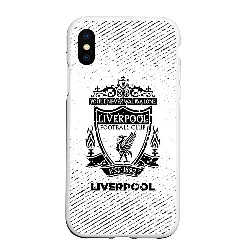 Чехол iPhone XS Max матовый Liverpool с потертостями на светлом фоне / 3D-Белый – фото 1