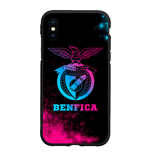 Чехол iPhone XS Max матовый Benfica - neon gradient / 3D-Черный – фото 1