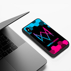 Чехол iPhone XS Max матовый Watch Dogs - neon gradient, цвет: 3D-черный — фото 2