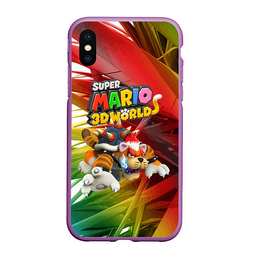 Чехол iPhone XS Max матовый Tiger-Bowser - Super Mario 3D World / 3D-Фиолетовый – фото 1