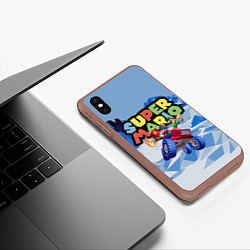 Чехол iPhone XS Max матовый Марио и Луиджи гонщики - Super Mario, цвет: 3D-коричневый — фото 2