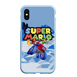 Чехол iPhone XS Max матовый Марио и Луиджи гонщики - Super Mario, цвет: 3D-голубой