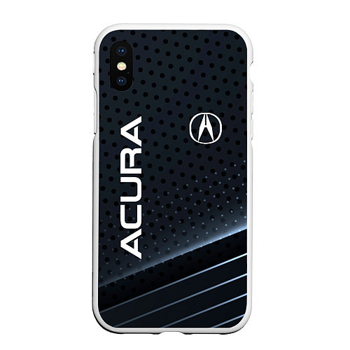 Чехол iPhone XS Max матовый Acura карбон / 3D-Белый – фото 1