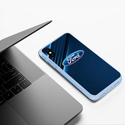Чехол iPhone XS Max матовый Ford Абстракция, цвет: 3D-голубой — фото 2