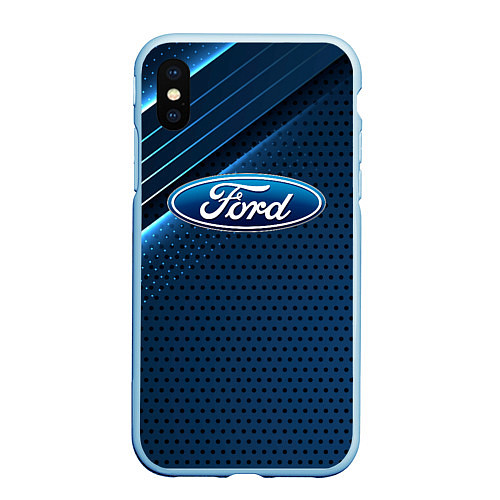 Чехол iPhone XS Max матовый Ford Абстракция / 3D-Голубой – фото 1