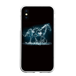 Чехол iPhone XS Max матовый Лошадь из водяных капель, цвет: 3D-белый
