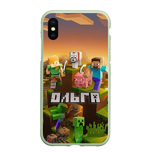 Чехол iPhone XS Max матовый Ольга Minecraft / 3D-Салатовый – фото 1