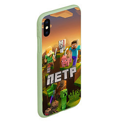 Чехол iPhone XS Max матовый Петр Minecraft, цвет: 3D-салатовый — фото 2