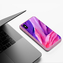 Чехол iPhone XS Max матовый Необычная акварельная абстракция, цвет: 3D-розовый — фото 2