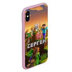 Чехол iPhone XS Max матовый Сергей Minecraft, цвет: 3D-розовый — фото 2