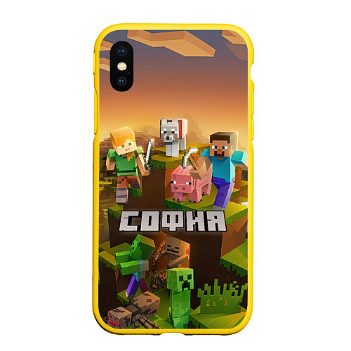 Чехол iPhone XS Max матовый София Minecraft / 3D-Желтый – фото 1