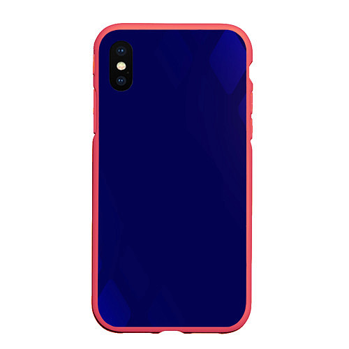 Чехол iPhone XS Max матовый Темно синий фон / 3D-Красный – фото 1