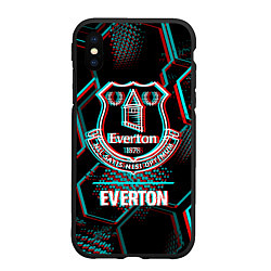 Чехол iPhone XS Max матовый Everton FC в стиле glitch на темном фоне