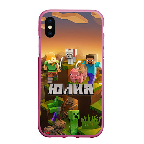 Чехол iPhone XS Max матовый Юлия Minecraft / 3D-Малиновый – фото 1