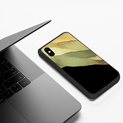 Чехол iPhone XS Max матовый Акварельные полосы на черном фоне, цвет: 3D-черный — фото 2