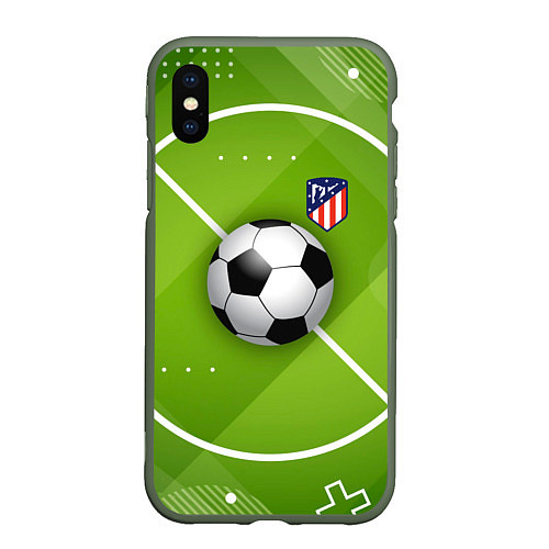 Чехол iPhone XS Max матовый Atletico madrid Мяч / 3D-Темно-зеленый – фото 1