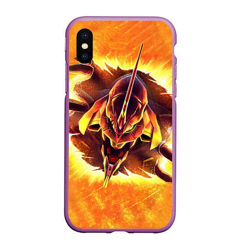 Чехол iPhone XS Max матовый Evangelion fire / 3D-Фиолетовый – фото 1