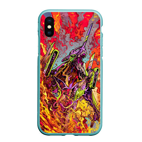 Чехол iPhone XS Max матовый Евангелион красочный / 3D-Мятный – фото 1