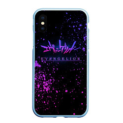 Чехол iPhone XS Max матовый Evangelion neon logo, цвет: 3D-голубой