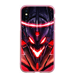 Чехол iPhone XS Max матовый Evangelion: Eva 01, цвет: 3D-розовый