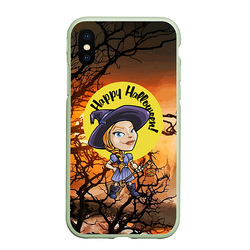 Чехол iPhone XS Max матовый Happy Halloween - Witch / 3D-Салатовый – фото 1
