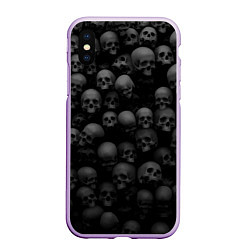 Чехол iPhone XS Max матовый Композиция из черепов - Dark, цвет: 3D-сиреневый