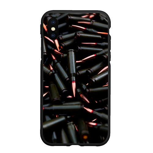 Чехол iPhone XS Max матовый Черные патроны / 3D-Черный – фото 1