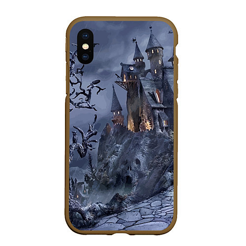 Чехол iPhone XS Max матовый Старый заброшенный замок - Halloween / 3D-Коричневый – фото 1