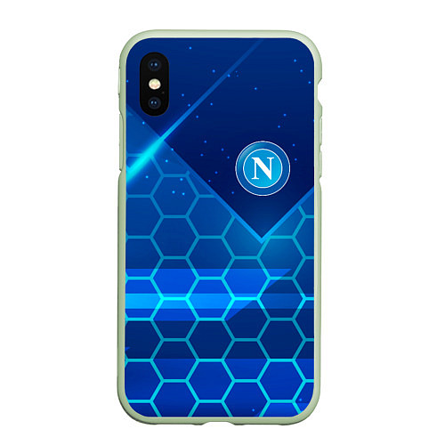 Чехол iPhone XS Max матовый Napoli Соты абстракция / 3D-Салатовый – фото 1