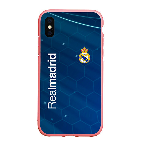 Чехол iPhone XS Max матовый Real madrid голубая абстракция / 3D-Баблгам – фото 1