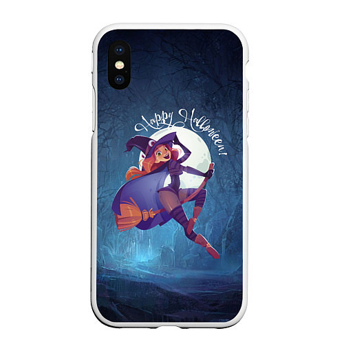 Чехол iPhone XS Max матовый Happy halloween - beautiful witch / 3D-Белый – фото 1