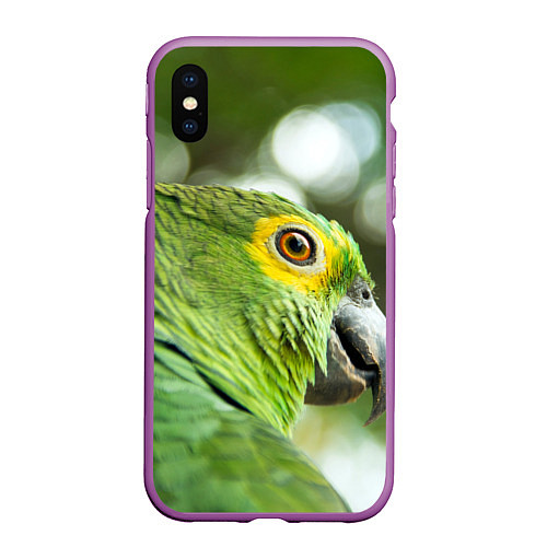 Чехол iPhone XS Max матовый Попугaй / 3D-Фиолетовый – фото 1
