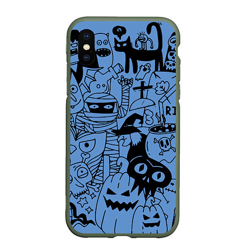 Чехол iPhone XS Max матовый Composition on the theme of Halloween / 3D-Темно-зеленый – фото 1