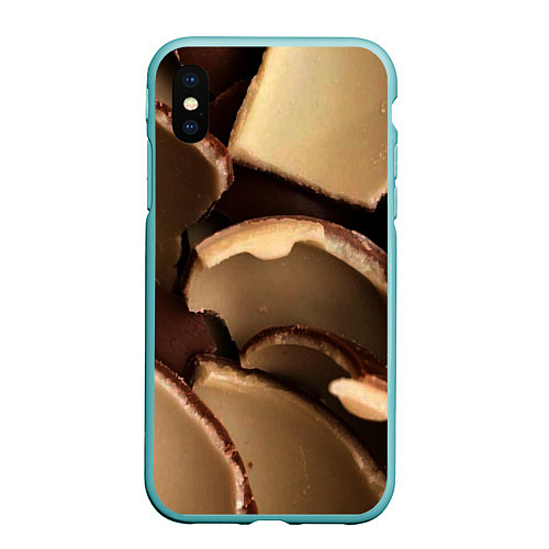 Чехол iPhone XS Max матовый Кусочки шоколадных яйиц / 3D-Мятный – фото 1