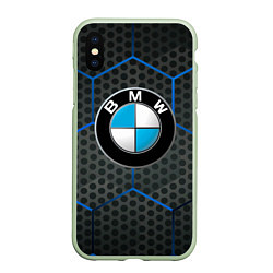 Чехол iPhone XS Max матовый Bmw Соты, цвет: 3D-салатовый