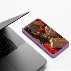 Чехол iPhone XS Max матовый Клубника и шоколад Рошен, цвет: 3D-фиолетовый — фото 2