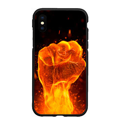 Чехол iPhone XS Max матовый Кулак в огне, цвет: 3D-черный