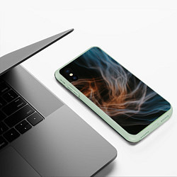 Чехол iPhone XS Max матовый Множество абстрактных линий во тьме, цвет: 3D-салатовый — фото 2