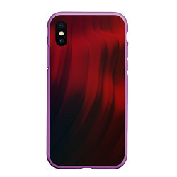 Чехол iPhone XS Max матовый Красные абстрактные волны во тьме, цвет: 3D-фиолетовый