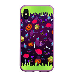 Чехол iPhone XS Max матовый RIP halloween, цвет: 3D-фиолетовый