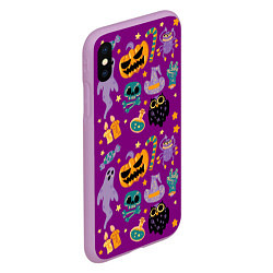 Чехол iPhone XS Max матовый Happy Halloween - holiday pattern, цвет: 3D-сиреневый — фото 2