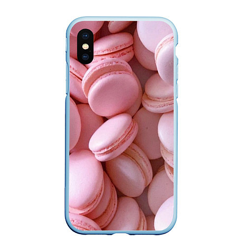 Чехол iPhone XS Max матовый Красные и розовые кексы / 3D-Голубой – фото 1