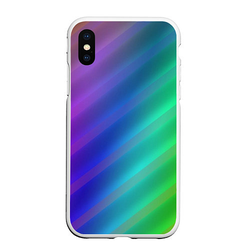 Чехол iPhone XS Max матовый Полосы всех цветов радуги / 3D-Белый – фото 1