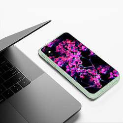 Чехол iPhone XS Max матовый Цветочки арт, цвет: 3D-салатовый — фото 2