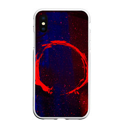 Чехол iPhone XS Max матовый Синий и красный абстрактный дым и краски